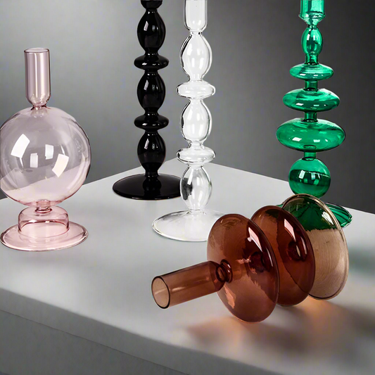 Retro Transparent Glass Candle Holder