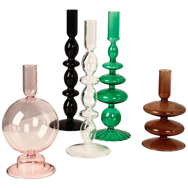 Retro Transparent Glass Candle Holder